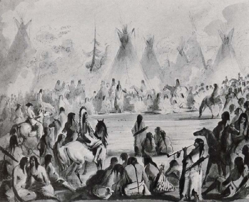 Miller, Alfred Jacob Indians Assembled in Grand Council to Hold a Talk China oil painting art